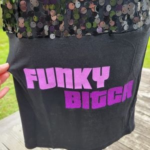 Phish inspired FUNKY BITCH sequin tshirt dress size medium